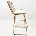 Ver imagem 3 de Kit 2 Banquetas para Cozinha média Bertoia cor Dourado fosco assento branco altura 60cm -