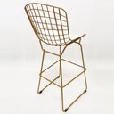 Ver imagem 4 de Kit 2 Banquetas para Cozinha média Bertoia cor Dourado fosco assento branco altura 60cm -