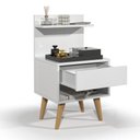 Ver imagem 6 de Mesa de Cabeceira Sleep com 1 Gaveta com Pés Estilo Retrô - Branco
