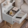 Mesa de Cabeceira Sleep com 1 Gaveta com Pés Estilo Retrô - Branco - 2