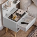 Ver imagem 2 de Mesa de Cabeceira Sleep com 1 Gaveta com Pés Estilo Retrô - Branco