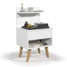 Mesa de Cabeceira Sleep com 1 Gaveta com Pés Estilo Retrô - Branco - 5