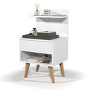 Ver imagem 4 de Mesa de Cabeceira Sleep com 1 Gaveta com Pés Estilo Retrô - Branco