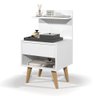 Mesa de Cabeceira Sleep com 1 Gaveta com Pés Estilo Retrô - Branco - 4