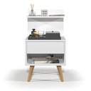Ver imagem 3 de Mesa de Cabeceira Sleep com 1 Gaveta com Pés Estilo Retrô - Branco