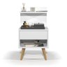 Mesa de Cabeceira Sleep com 1 Gaveta com Pés Estilo Retrô - Branco - 3