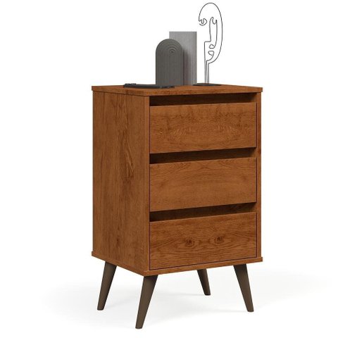Mesa de Cabeceira Retrô Wood 3 Gavetas Freijó – EJ Móveis