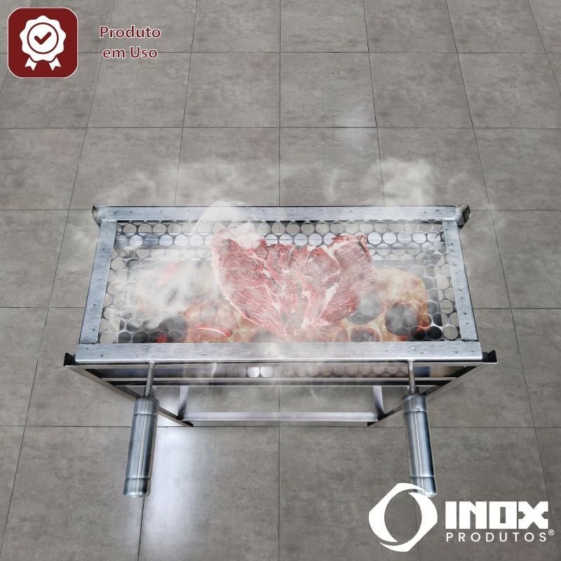 Churrasqueira Inox Simples de Quintal - Modelo 04 - Inox 430 - 60x28x80 Cm - 7