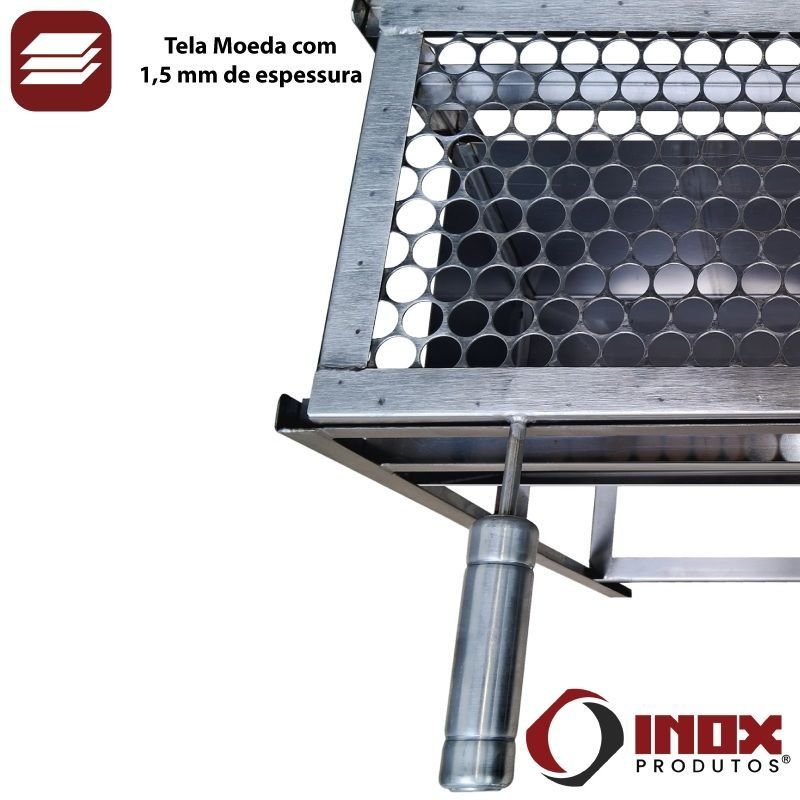 Churrasqueira Inox Simples de Quintal - Modelo 04 - Inox 430 - 60x28x80 Cm - 4