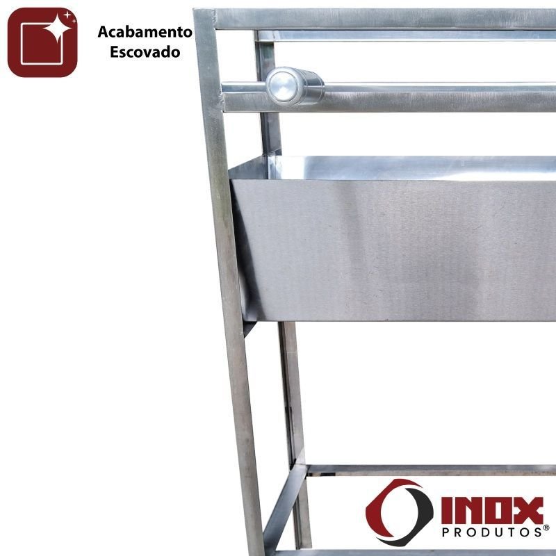 Churrasqueira Inox Simples de Quintal - Modelo 04 - Inox 430 - 60x28x80 Cm - 6