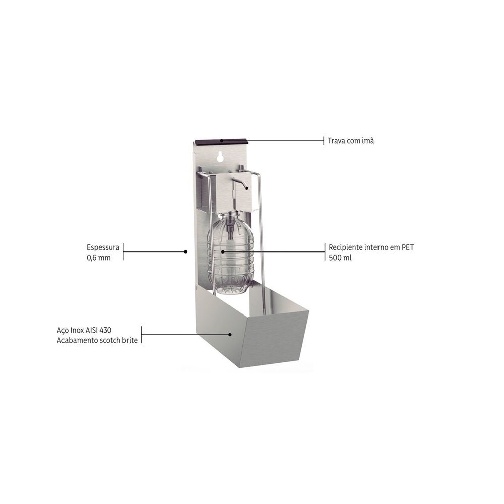 Dispenser de Álcool e Sabão 500ml Tramontina em Aço Inox Escovado 94532038 - 2