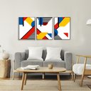 Ver imagem 1 de Quadro Decorativo Formas Abstratas e Geométricas em 3 Telas com Moldura Filete
