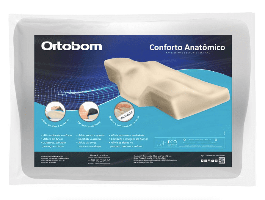 Travesseiro Nasa Cervical Conforto Anatômico 52x38x12 Ortobom