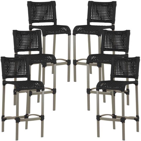 6 Banquetas Haiti em Corda Náutica Alumínio Balcão Edícula Cozinha Trama Original