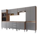 Ver imagem 2 de Armário de Cozinha Thalia 15 Portas 3 Gavetas Freijó/cinza - Pnr Móveis