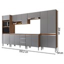 Ver imagem 4 de Armário de Cozinha Thalia 15 Portas 3 Gavetas Freijó/cinza - Pnr Móveis