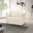 Ver imagem 7 de Poltrona Para Sala De Estar Vênus Linho Natural Pés Castanho