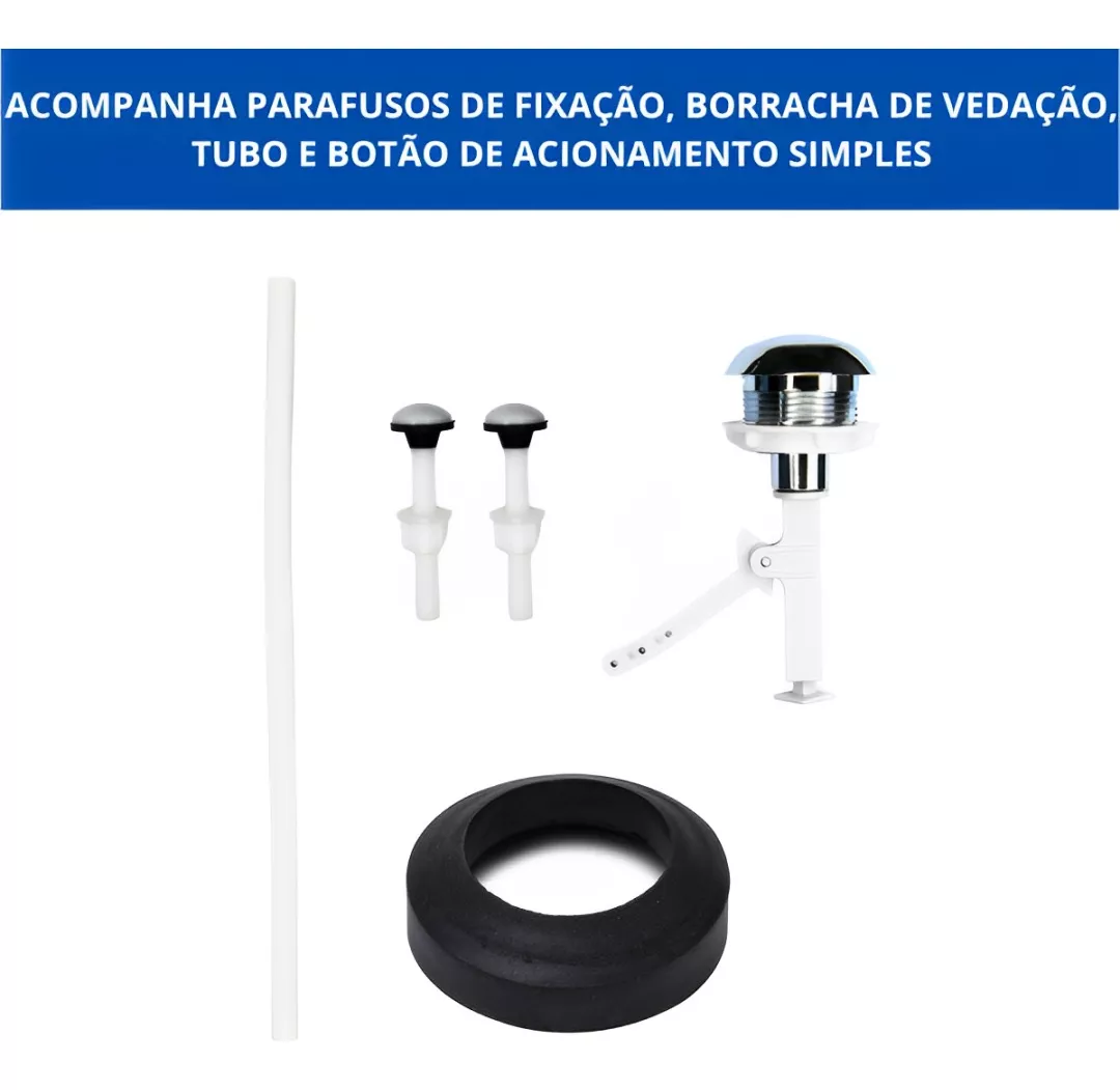 Reparo Saída Caixa Acoplada com Botão de Descarga Santa Clara 1.6gpf 6.0lpf - 6
