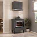 Ver imagem 1 de Kit Cozinha Compacta Modulada 2 Peças Balcão Cooktop e Armário Aéreo 2 Portas Yescasa Cinza/Grafite