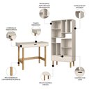 Ver imagem 3 de Mesa Escrivaninha e Estante Livreiro Pé Madeira Luara Off White A10 - Mpozenato