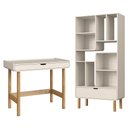 Ver imagem 2 de Mesa Escrivaninha e Estante Livreiro Pé Madeira Luara Off White A10 - Mpozenato