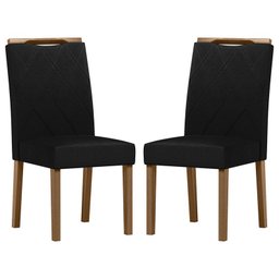 Cadeira para Mesa de Jantar Sarah Kit 2 Peças Amêndoa Veludo Preto – New Ceval - 1