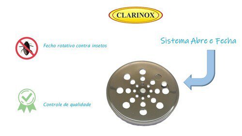 Ralo Grelha 10X10 Redondo Com Fecho Sistema Abre e Fecha Para Banheiro - 4
