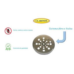 Ralo Grelha 10X10 Redondo Com Fecho Sistema Abre e Fecha Para Banheiro - 4