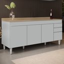 Ver imagem 2 de Balcão de Cozinha para Pia 180cm com Tampo 4 Portas Dallas Cinza Claro/castanho - Lumil
