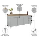 Ver imagem 3 de Balcão de Cozinha para Pia 180cm com Tampo 4 Portas Dallas Cinza Claro/castanho - Lumil
