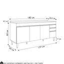 Ver imagem 4 de Balcão de Cozinha para Pia 180cm com Tampo 4 Portas Dallas Cinza Claro/castanho - Lumil