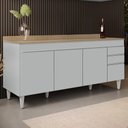 Ver imagem 1 de Balcão de Cozinha para Pia 180cm com Tampo 4 Portas Dallas Cinza Claro/castanho - Lumil
