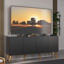Ver imagem 1 de Rack Retrô para Tv até 50 Polegadas com 4 Portas Multimóveis Mp1071 Preto/natural