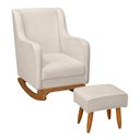 Ver imagem 1 de Poltrona de Amamentação e Descanso Áquilla com Base Balanço e Puff Bouclé Off White - Abmaza