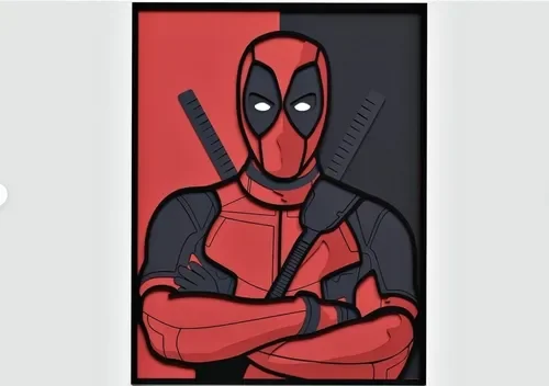 Painel decorativo DeadPool camadas mdf 44cm - 1