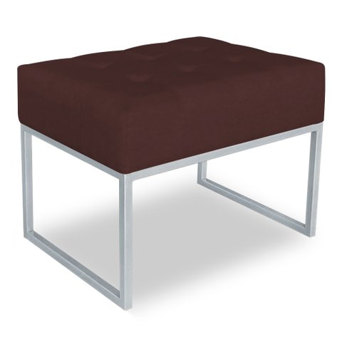 Puff Lisa Suede Marsala Base Metálica Industrial Prata - Pallazio