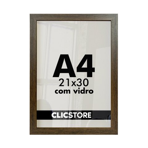 Kit 05 Molduras A4 21x30cm com Vidro e Fundo para Quadros Diplomas Retratos Cor:marrom