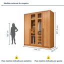 Ver imagem 3 de Guarda Roupa Solteiro 4 Portas 3 Gavetas e Vidro Reflecta 164cm com LED 100% MDF Imperiale Premium