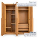 Ver imagem 7 de Guarda Roupa Solteiro 4 Portas 3 Gavetas e Vidro Reflecta 164cm com LED 100% MDF Imperiale Premium