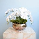 Ver imagem 4 de Arranjo Artificial com Seis Hastes de Orquídeas Branca 3D no Vaso Bronze
