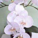 Ver imagem 4 de Arranjo de Flores Artificiais |Arranjo de Orquídeas Silicone Brancas no Vaso Vidro Bronze