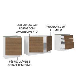 Armário de Cozinha Compacta 240cm Branco/Rustic Stella Madesa 01 - 5