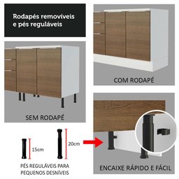 Armário de Cozinha Compacta 240cm Branco/Rustic Stella Madesa 01 - 9