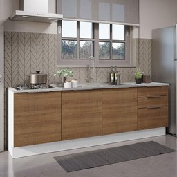 Armário de Cozinha Compacta 240cm Branco/Rustic Stella Madesa 01 - 2
