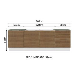 Armário de Cozinha Compacta 240cm Branco/Rustic Stella Madesa 01 - 4