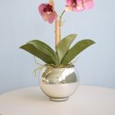 Ver imagem 2 de Arranjo de Orquídea Rosa 3D no Vaso Prateado | Linha Permanente Formosinha
