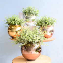 Arranjo de Folhagem Artificial No Vaso Bronze Pequeno|Linha Permanente Formosinha - 3 Arranjo de Folhagem Artificial No Vaso Bronze Pequeno|Linha Permanente Formosinha - 3