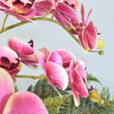 Ver imagem 4 de Arranjo de Orquídeas Artificial Rosa e Samambaia no Vaso Prateado|Linha permanente Formosinha