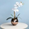 Arranjo de Orquídea Artificial Branca no Vaso Bronze - 1