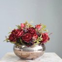 Ver imagem 1 de Flores Artificiais Arranjo de Flores Rosas Vermelhas Artificial No Vaso Bronze|Linha Permanente